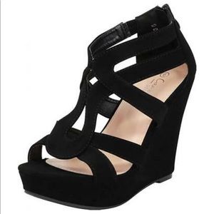 Open Toe Strappy Platform Wedge Heel Sandal